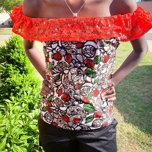Off the Shoulder African Print Top
